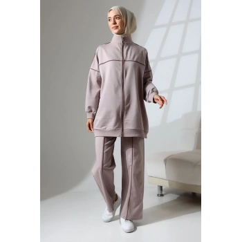 Kadın Gül Kursu Mevsimlik Penye Alt Üst Spor ve Rahat Tesettür Takım