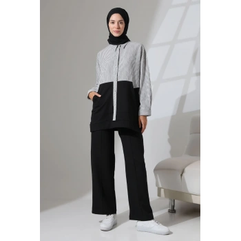 Kadın Siyah Mevsimlik Penye Alt Üst Spor ve Rahat Tesettür Takım
