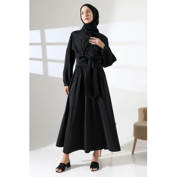 Kadın 100% Pamuk Modal Siyah Gömlek Etek Tesettür Takım