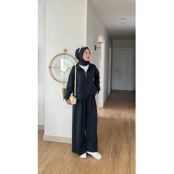 EMİLY MODAL KUMAŞ FERMUARLI TESETTÜR İKİLİ ALT ÜST TAKIM