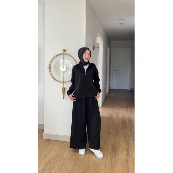 EMİLY MODAL KUMAŞ FERMUARLI TESETTÜR İKİLİ ALT ÜST TAKIM