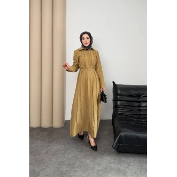 Quenn Model Coupra Model Kumaş Kemer Detaylı Elbise