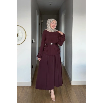 Lucia Kadın Kemerli Takım Bordo