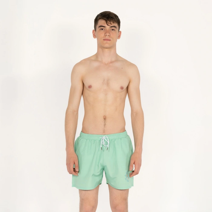 Baskılı Erkek Mint Deniz Şortu