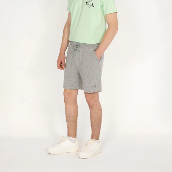 Cepli Erkek Gri Melanj Şort