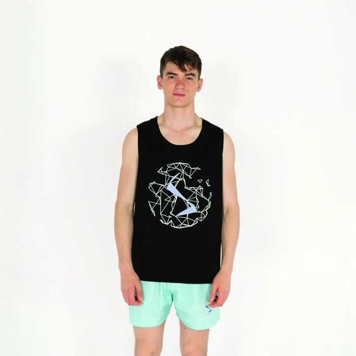 Logo Baskılı Erkek Siyah Atlet