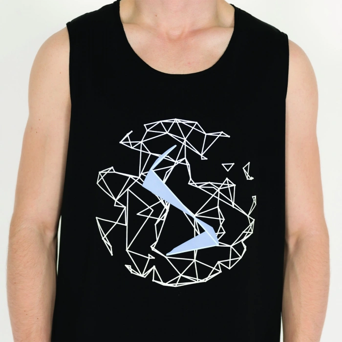 Logo Baskılı Erkek Siyah Atlet