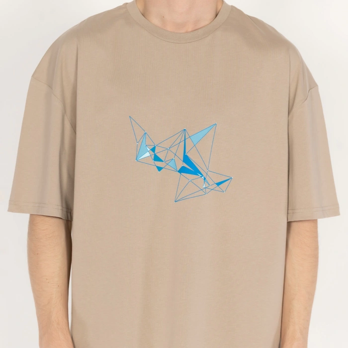 Oversized ICE-KRISTAL Unisex Bej T-Shirt