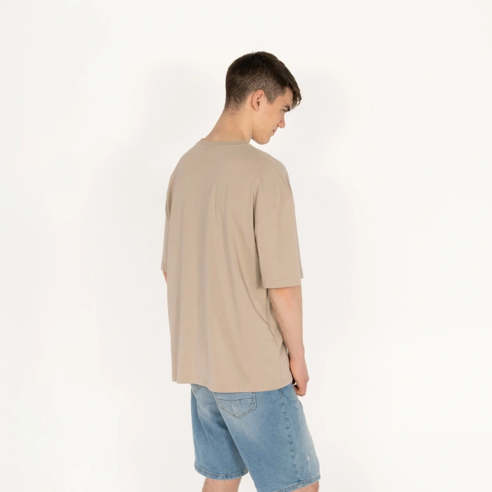 Oversized ICE-KRISTAL Unisex Bej T-Shirt