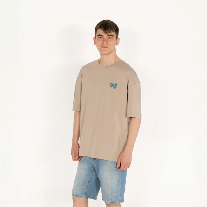 Oversized SELECT Erkek Bej T-Shirt