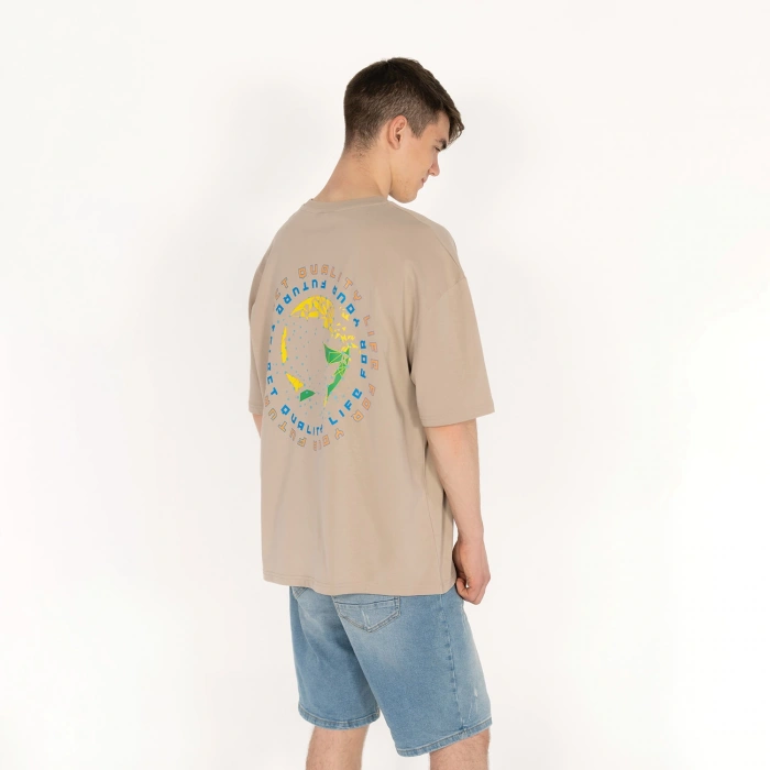 Oversized SELECT Erkek Bej T-Shirt