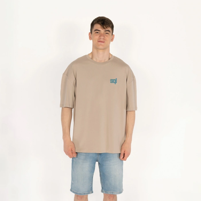 Oversized SELECT Erkek Bej T-Shirt