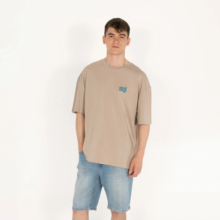 Oversized SELECT Erkek Bej T-Shirt