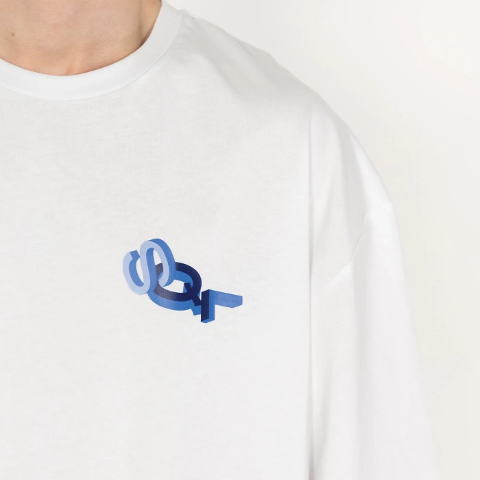 Oversized SQL Baskılı Erkek Beyaz T-Shirt