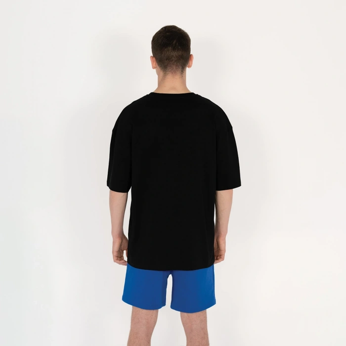 Oversized SQL Transfer Baskılı Erkek Siyah T-Shirt