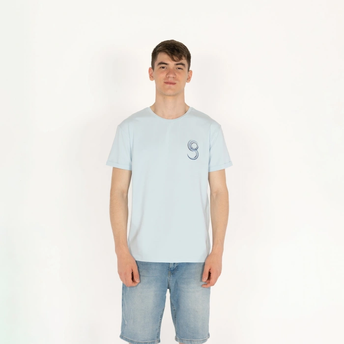 Slimfit FUTURE Baskılı Açık Mavi Erkek T-Shirt