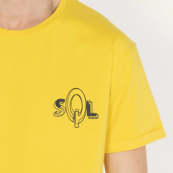 Slimfit SQL Baskılı Sarı Erkek T-Shirt