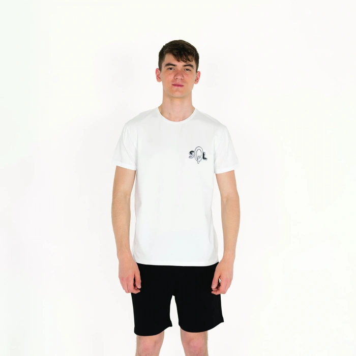 Slimfit SQL Baskılı Beyaz Erkek T-Shirt