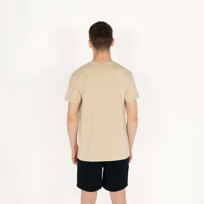 Slimfit SQL Dijital Baskılı Erkek Bej T-Shirt