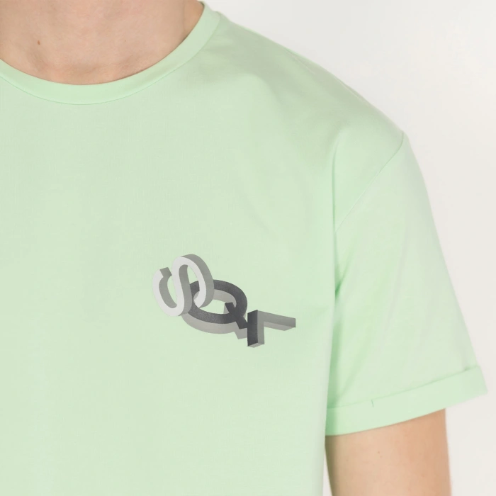 Slimfit Sql El Logolu Baskılı Erkek Mint T-Shirt