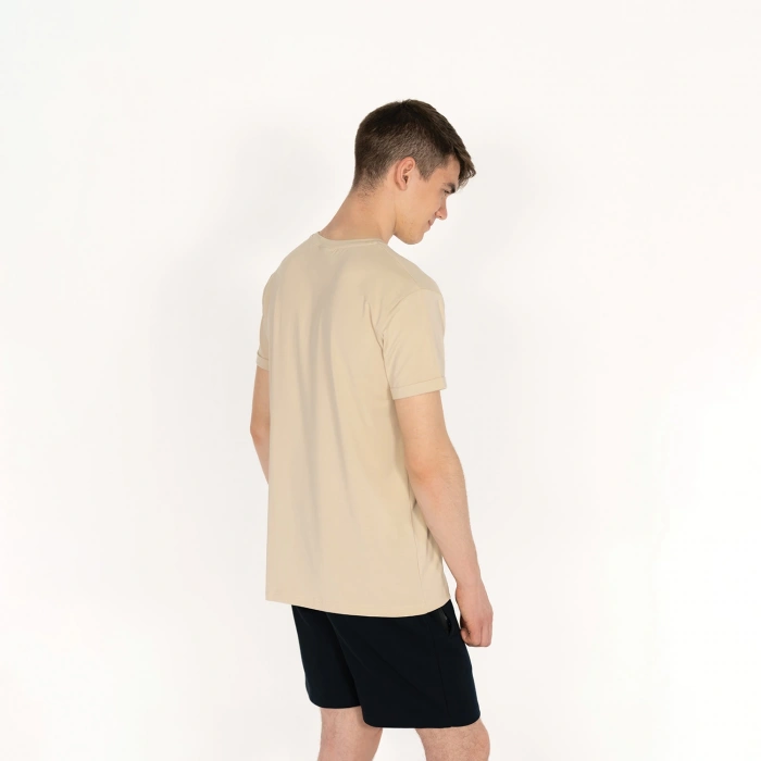 Slimfit SQL Logo Baskılı Erkek Bej T-Shirt