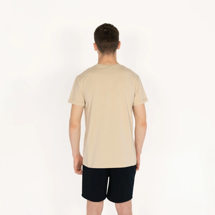 Slimfit SQL Logo Baskılı Erkek Bej T-Shirt