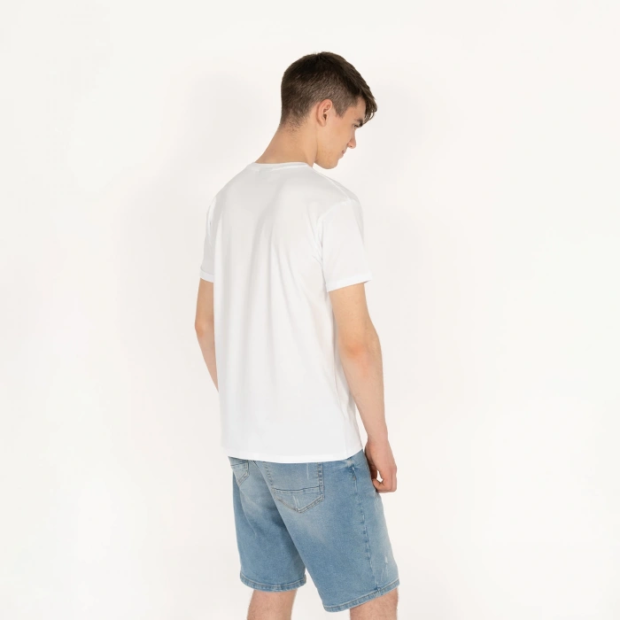 Slimfit SQL Logo Nakışlı Erkek Beyaz T-Shirt