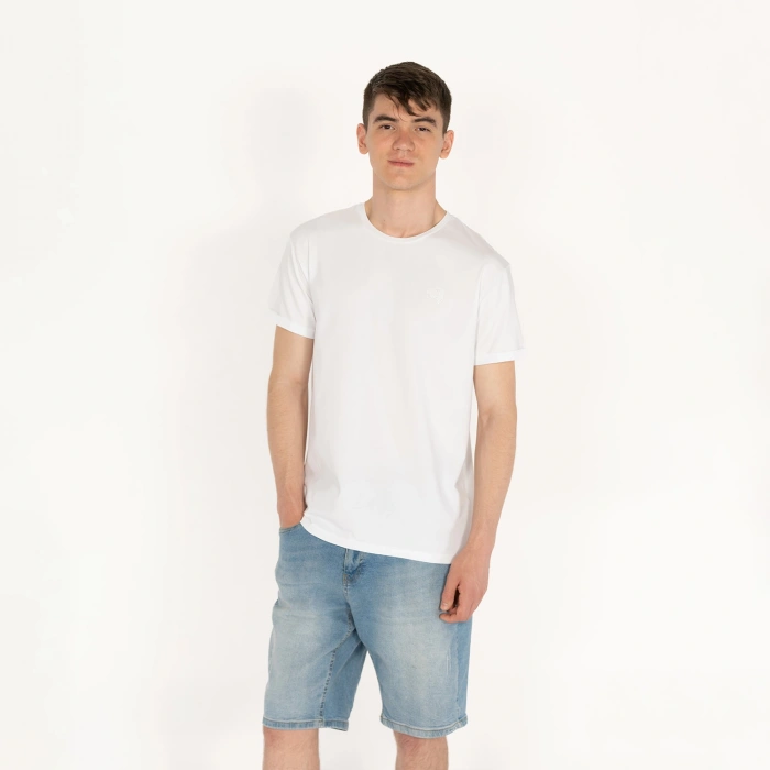 Slimfit SQL Logo Nakışlı Erkek Beyaz T-Shirt