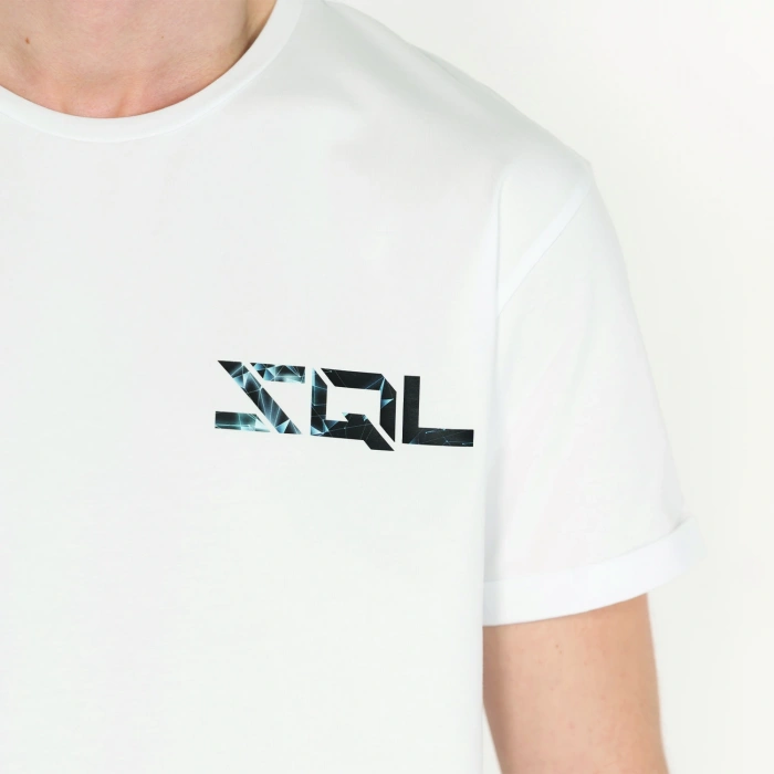 Slimfit SQL Transfer Baskılı Beyaz Erkek T-Shirt