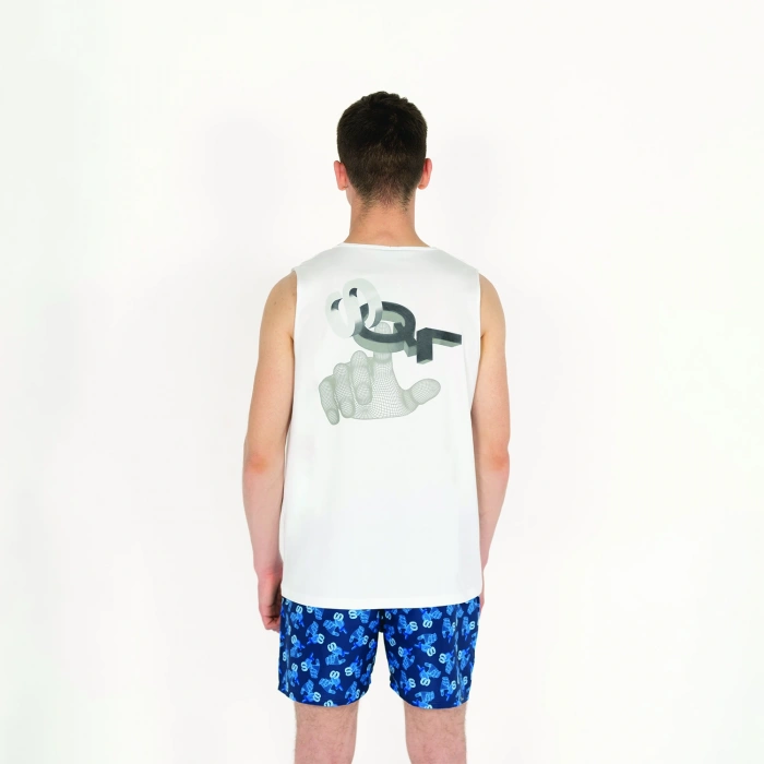 SQL El Logo Baskılı Erkek Beyaz Atlet