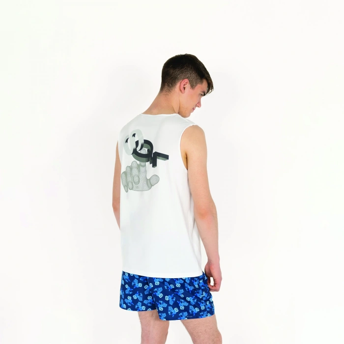 SQL El Logo Baskılı Erkek Beyaz Atlet