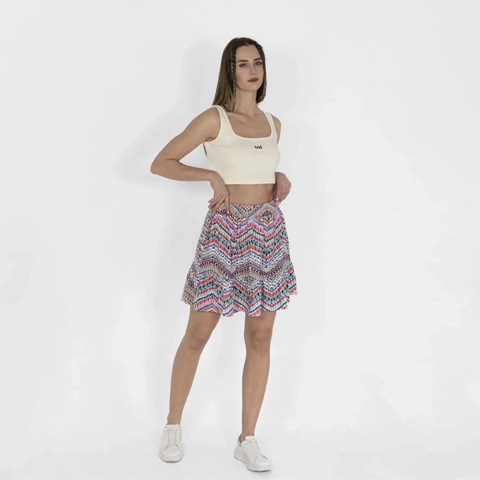 Beli Lastikli Renkli Etek