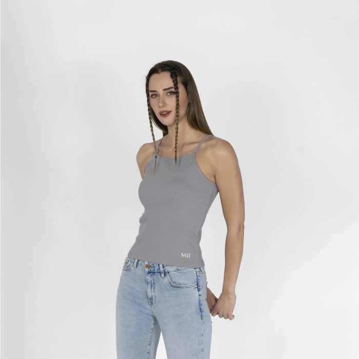 Nakışlı Kaşkorse Kadın Gri Atlet