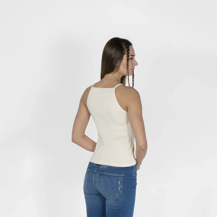 Nakışlı Kaşkorse Kadın Kırık Beyaz Atlet