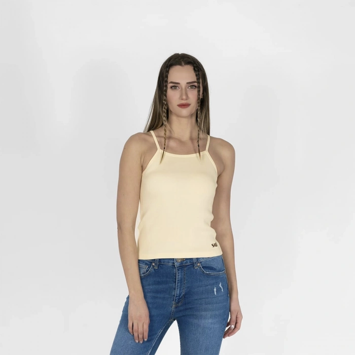 Nakışlı Kaşkorse Kadın Ekru Atlet