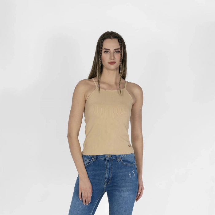 Nakışlı Kaşkorse Kadın Bej Atlet