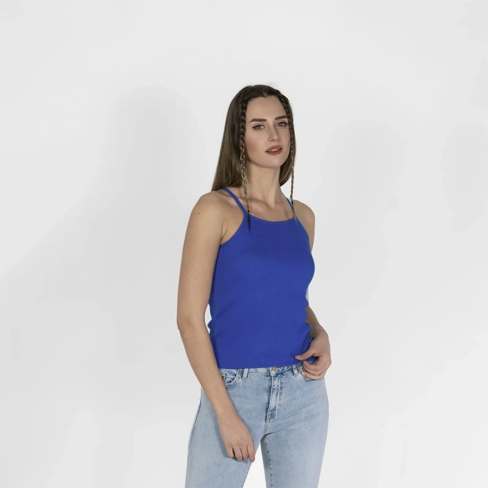 Nakışlı Kaşkorse Kadın Saks Mavisi Atlet