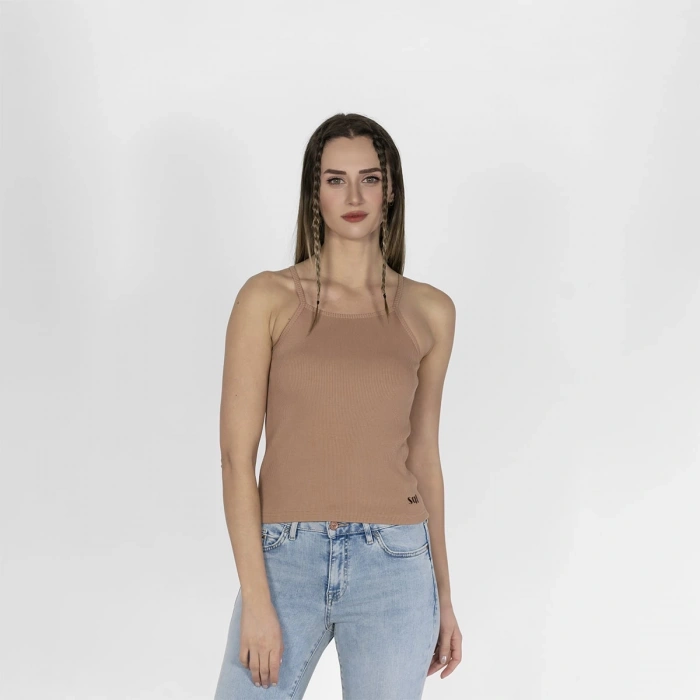 Nakışlı Kaşkorse Kadın Kahve Atlet