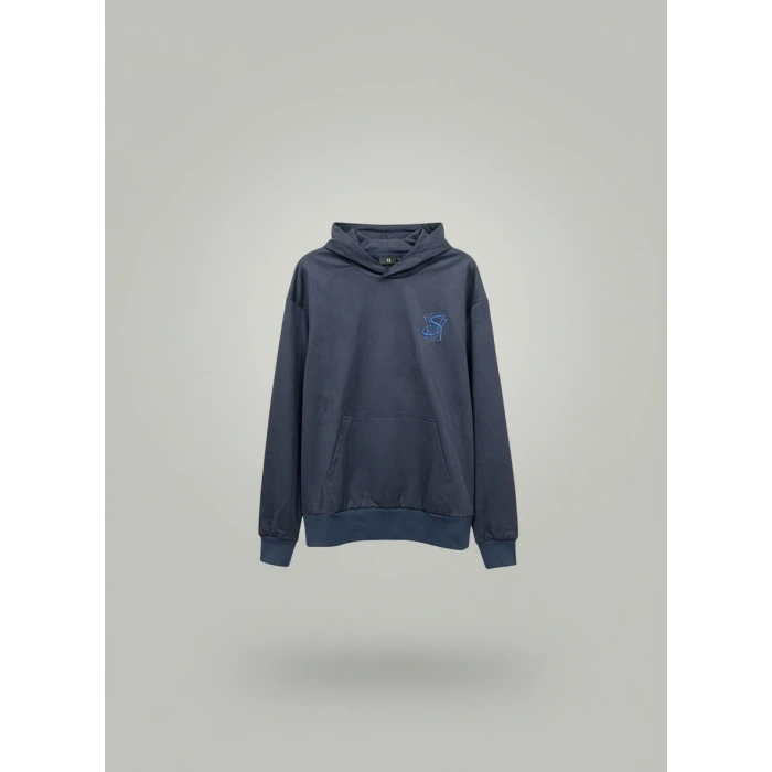 Nakışlı Güderi Kumaş Lacivert Sweatshirt