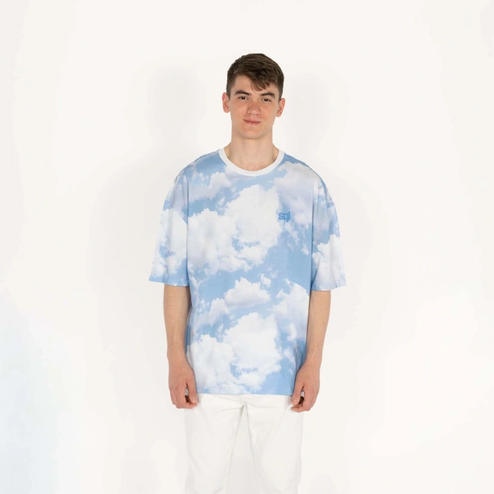 Oversized CLOUDY-AOL-DIGI Nakışlı Unisex T-Shirt