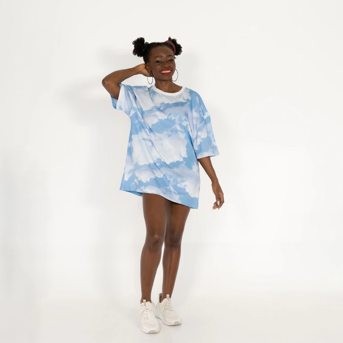 Oversized CLOUDY-AOL-DIGI Nakışlı Unisex T-Shirt