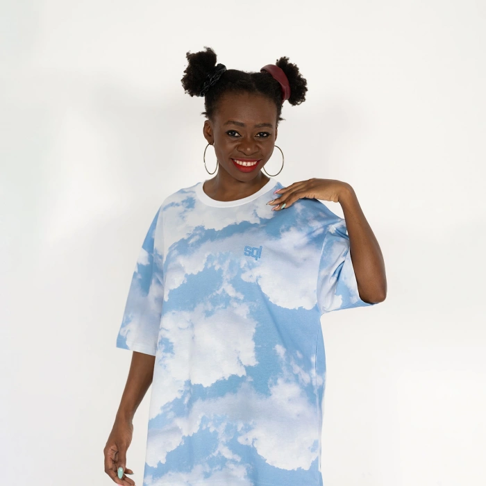 Oversized CLOUDY-AOL-DIGI Nakışlı Unisex T-Shirt