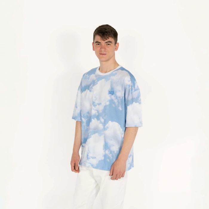 Oversized CLOUDY-AOL-DIGI Nakışlı Unisex T-Shirt