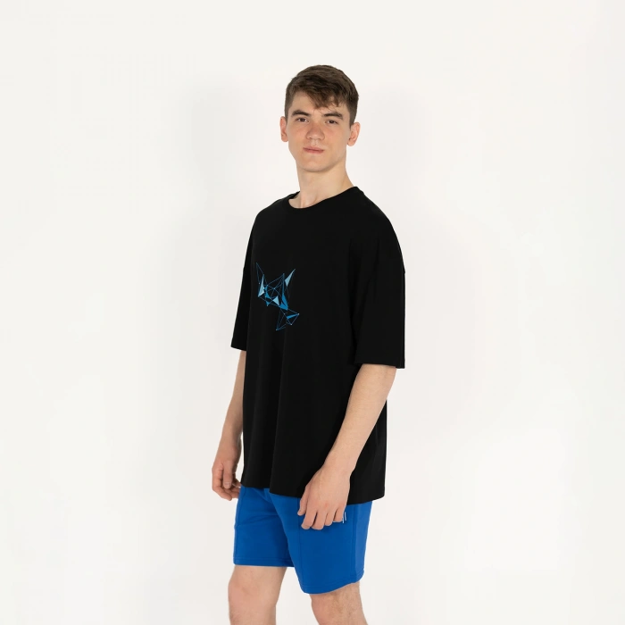 Oversized ICE-KRISTAL Erkek Siyah T-Shirt