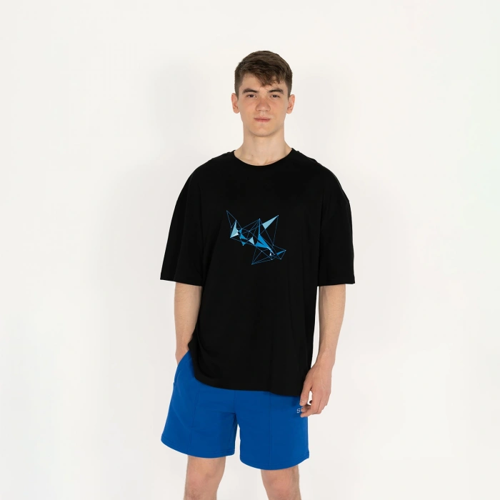 Oversized ICE-KRISTAL Erkek Siyah T-Shirt