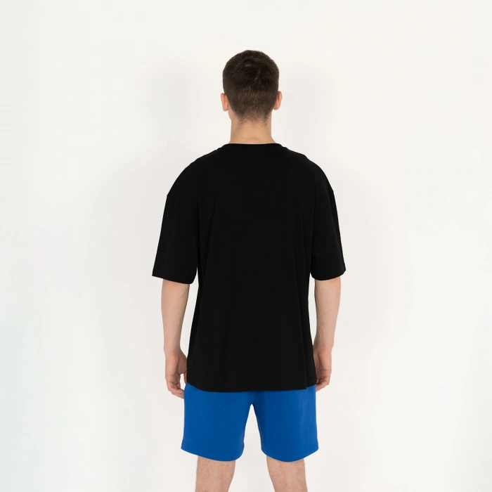 Oversized SQL Baskılı Erkek Siyah T-Shirt