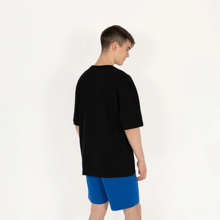 Oversized SQL Baskılı Erkek Siyah T-Shirt