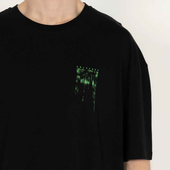 Oversized Sqlverse Erkek Siyah T-Shirt