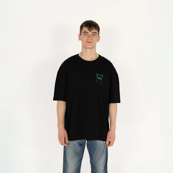 Oversized Sqlverse Erkek Siyah T-Shirt
