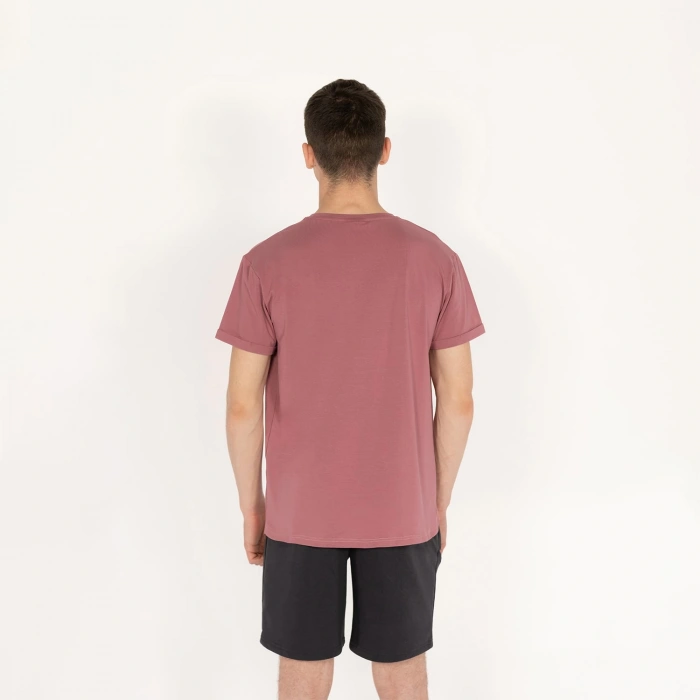Slimfit Artificial Experience Baskılı Erkek Gül Kurusu T-Shirt